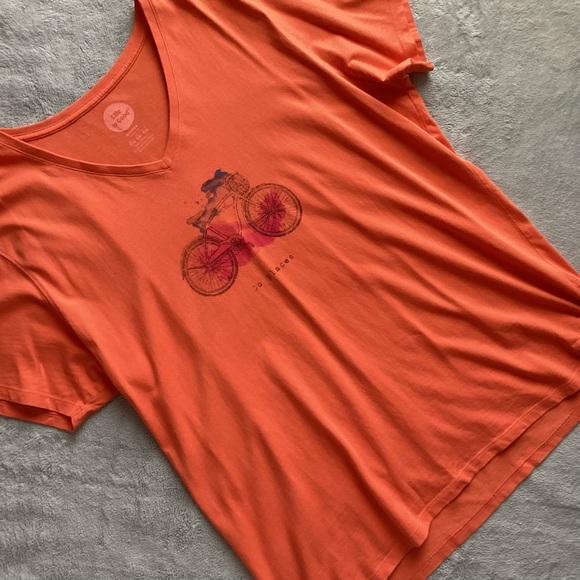 Life Is Good Tops - Life Is Good Go Places Bike Crusher Vee V-Neck T-Shirt Tee Orange Sz XXL